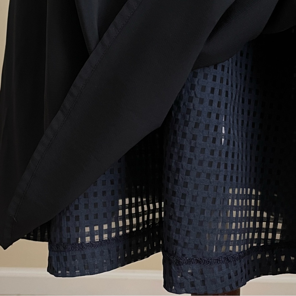 Steven Alan - Navy Blue Tone-on-Tone Gingham Check Skirt - Medium - Picture 7 of 11